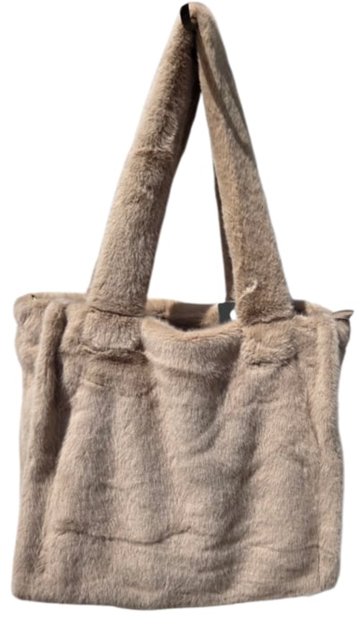 Fluffy Schoudertas - Shopper - Taupe