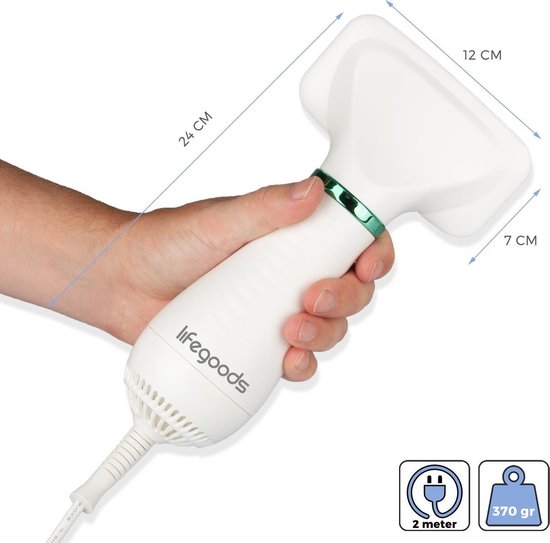 LifeGoods 2 in 1 Hondenfohn - Wit - 300W  - Incl. Borstel