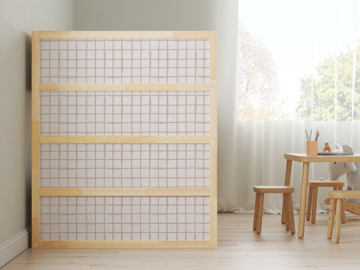 Sticker Ikea Kura Bed - Abstract Oud Roze - Laag 4x kort 1x lang - Ikea Kura Stickers - Stickers voor je bed - Kids-ware Lifestyle