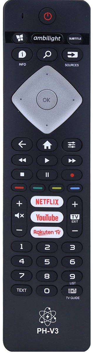 Slimtron Universele Philips Afstandsbediening - Ambilight – Geschikt voor alle Philips Smart TV’s – Model PH-V3 - Met Netflix & Youtube Knop