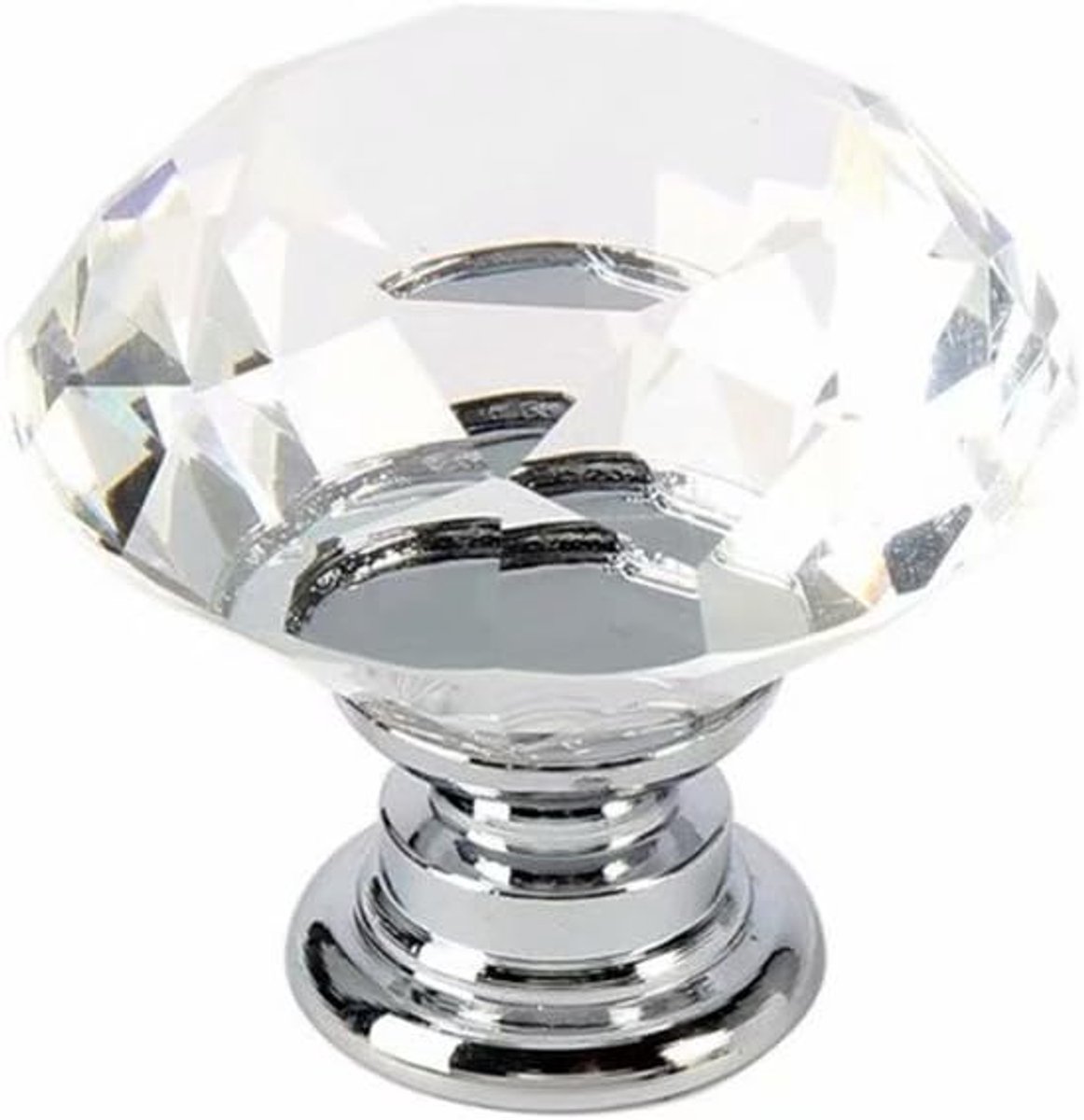 QTTVBTNA -Kristallen meubelknoppen 30mm – Set van 8 glazen knoppen rond diamant design – Deurknoppen en handgrepen voor kast, lade, keuken en meubels