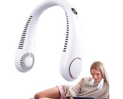 Bladeless Nek Ventilator – Draagbare Nek Ventilator – Wit – 5 Standen – met Display – Oplaadbaar – Nekventilator Bladloos – Hand Ventilator – Gezichtsventilator – Neck Fan – Opvliegers Mini Ventilator USB Halsventilator – Draagbare Ventilator
