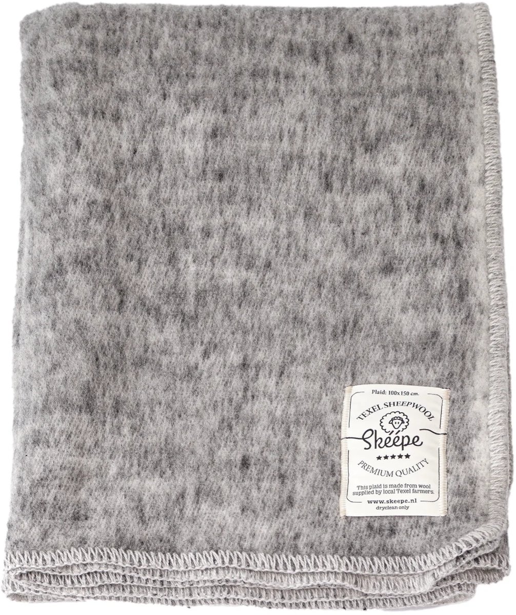 Skéépe Grijze wollen plaid 100x150 – Dekentje van Texelse wol - duurzaam, warm & zacht - Skéépe Grijs