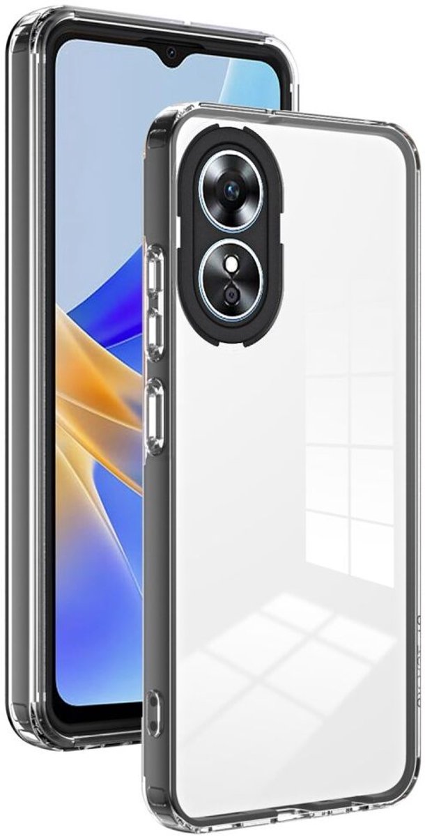 Oppo A17 Hoesje Schokbestendig Back Cover Transparant Zwart