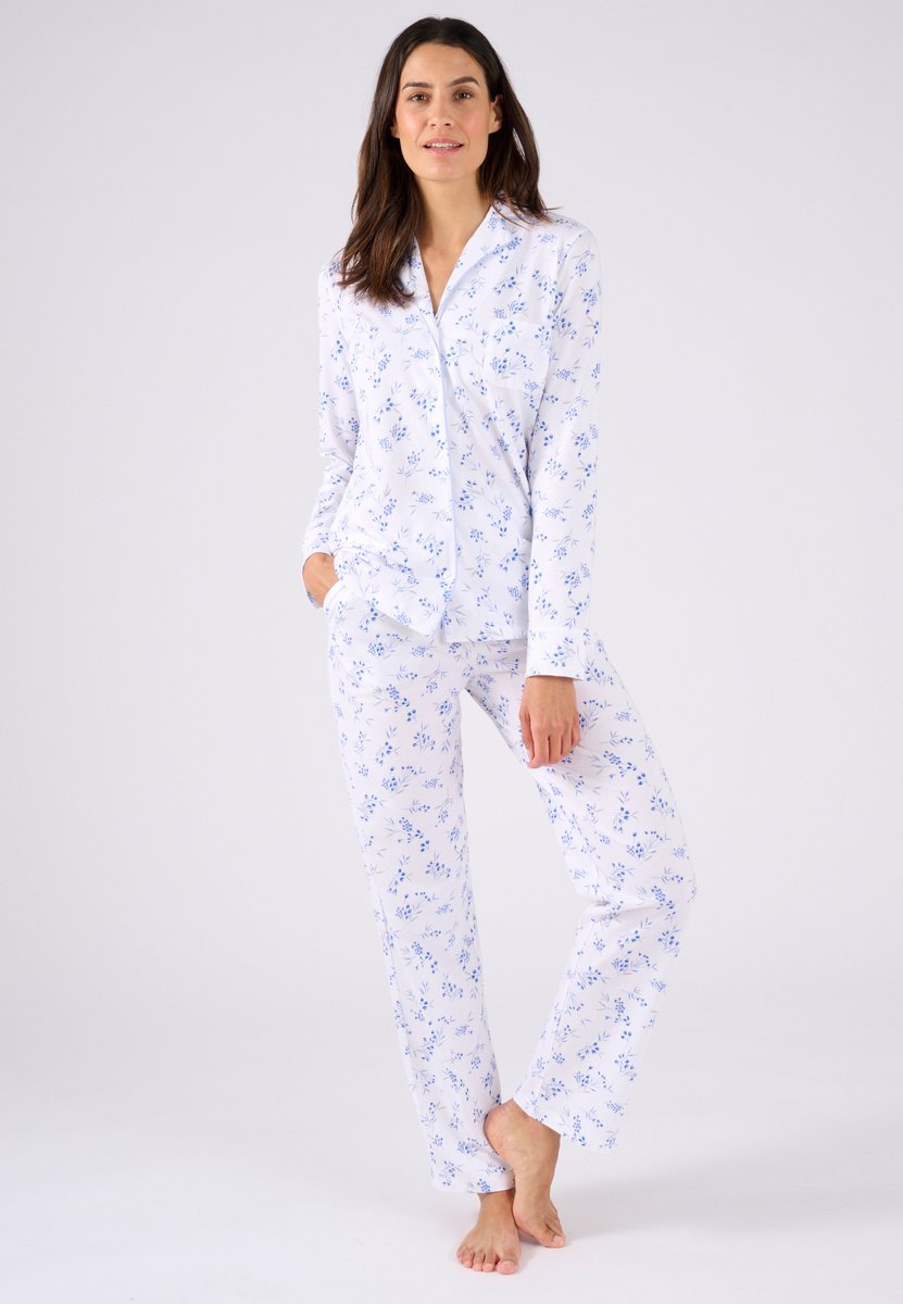 Damart Pyjama van jerseytricot zuiver katoen - Dames - Blauw - 42-44 (M)