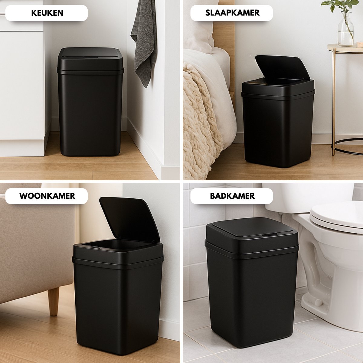 SONGMICS prullenbak 50 liter - met sensor - afvalbak - afvalemmer - pedaalemmer - zilver