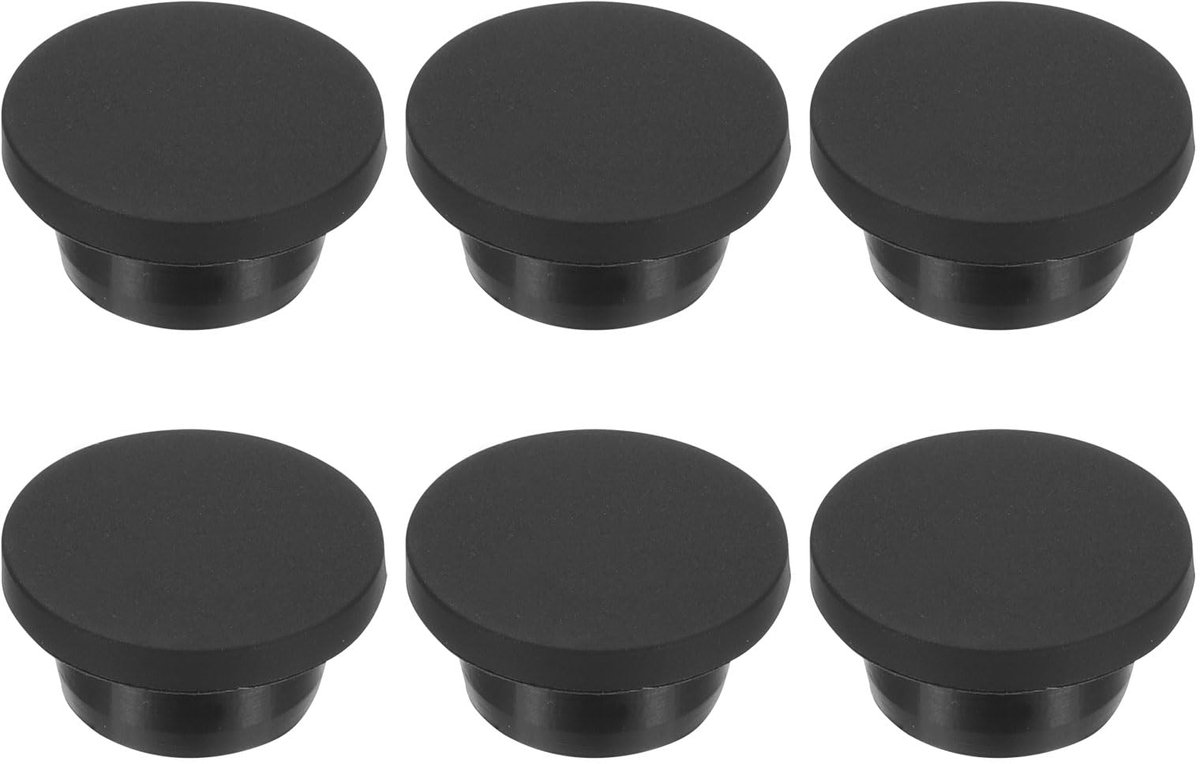 21mm Rubber Gatenpluggen - 6 Stuks Zwarte Siliconen Ronde Pluggen voor 20mm Gaten