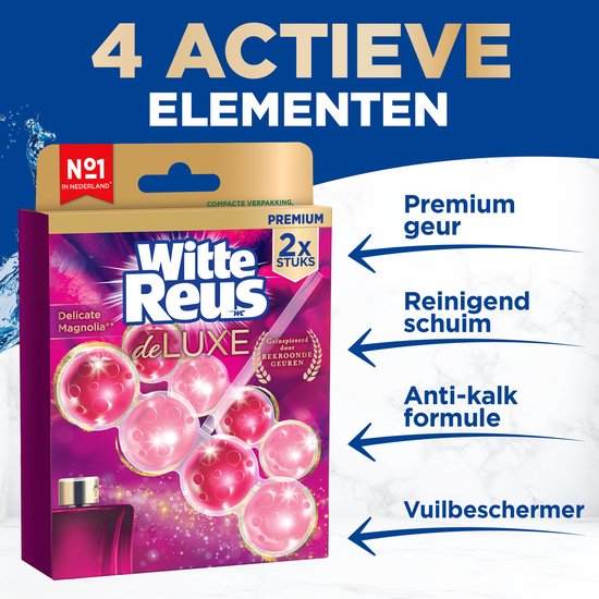 Witte Reus DeLuxe Delicate Magnolia Toiletblok 100g - WC blokjes - Voordeelverpakking - 2x10 stuks