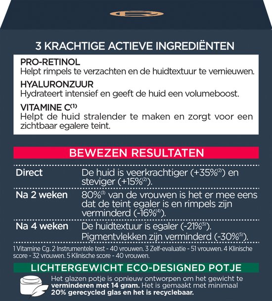 Achterkant van de L'Oréal Paris Revitalift Laser X3 dagcrème verpakking met productinformatie.