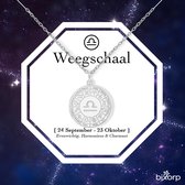 Collier signe du zodiaque Balance Bixorp Stars - Médaillon en acier inoxydable argenté - Chaîne de 45 cm avec pendentif Zodiac - Emballage cadeau inclus
