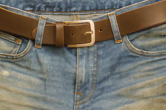 Riem de 3 cm de large, en Cuir de Vache Pleine Fleur, solide et robuste, couleur marron foncé taille 105