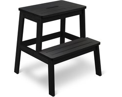 BUDDLEY Opstapje Bamboe Zwart - Keukentrapje 2 treden - Opstapkrukje Hout - Opstapje Kind - Trapje 2 treden - Opstapje volwassenen - Huishoudtrap 2…