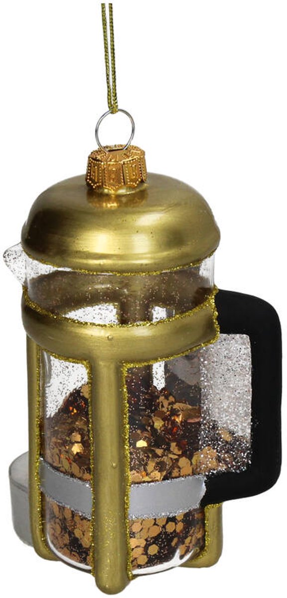 HD Collection Glazen kerstornament kerst hanger Frans koffiepotje 11.2 cm