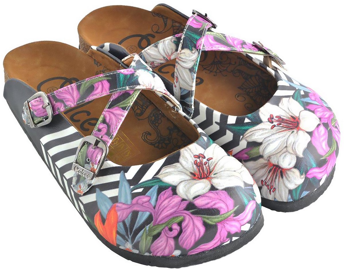 Goby Monochrome Flora Dames Clogs – Vegan – Handmade – Maat 35