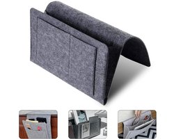 Bedside Pocket - Bed en Bank Organizer - Vilten Opbergzak - Bedopberger - Bankopberger - Bedorganizer - Bankorganizer - Opbergvak Bed - Armsteun Organizer - voor Bank, Bed of Stoel - Grijs