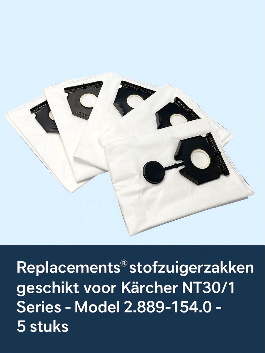 Replacements®stofzuigerzakken geschikt voor Kärcher NT30/1 Series - Model 2.889-154.0 - 5 stuks