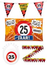 25 jaar versiering pakket - Versiering Verjaardag - Versiering Jaar Verjaardag - Slingers - Gevelvlag- Ballonnen – Afzetlint