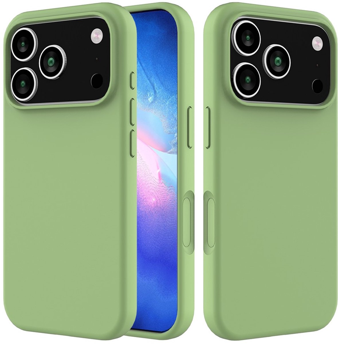 Zenzotek Hoesje Geschikt voor iPhone 17 Pro - Telefoonhoesje - Valbestendig vloeibaar silicone - Mintgroen