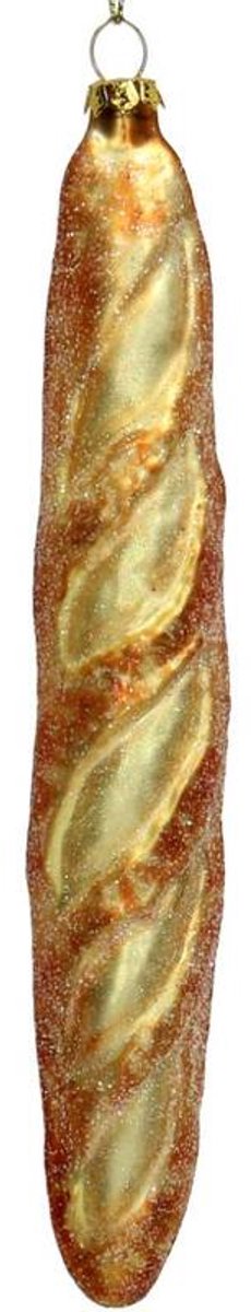 HD Collection Glazen Kerstornament kersthanger Stokbrood baguette 3 x 4 x 21 cm uit de collectie The Christmas Bakery