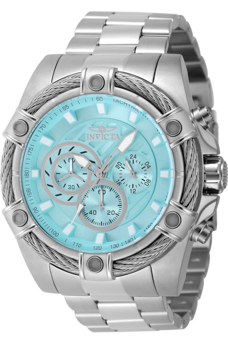 Invicta Bolt 48865 Heren Horloge - Waterdicht - Analoog - Quartz Uurwerk - Roestvrij Staal met blauwe Wijzerplaat - 52mm