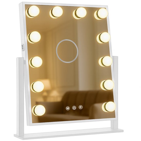 Mon Deal Vert - Miroir Hollywood avec Siècle des Lumières Wit - Miroir de maquillage avec Siècle des Lumières - Miroir de rasage grossissant x5 - 40 x 30 cm - Miroir de coiffure - Miroir de courtoisie