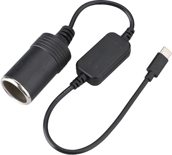 USB-C Autolader Kabel 12V-24V – Sigarettenaansteker Oplaadkabel 35 cm – Auto converter – Voor Smartphone & Tablet