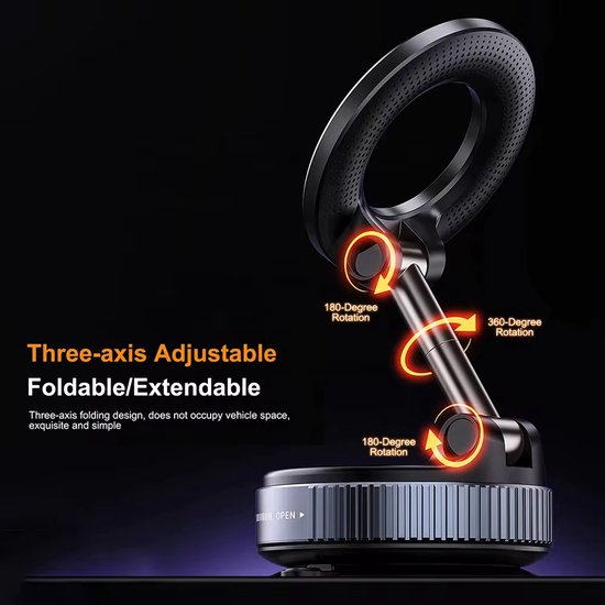 Support magnétique pour téléphone de voiture - Support magnétique pour tableau de bord 360° - Support de téléphone sous vide pour voiture - Avec ventouse - Pour voiture, salle de sport et maison - Supports de téléphone pour voiture