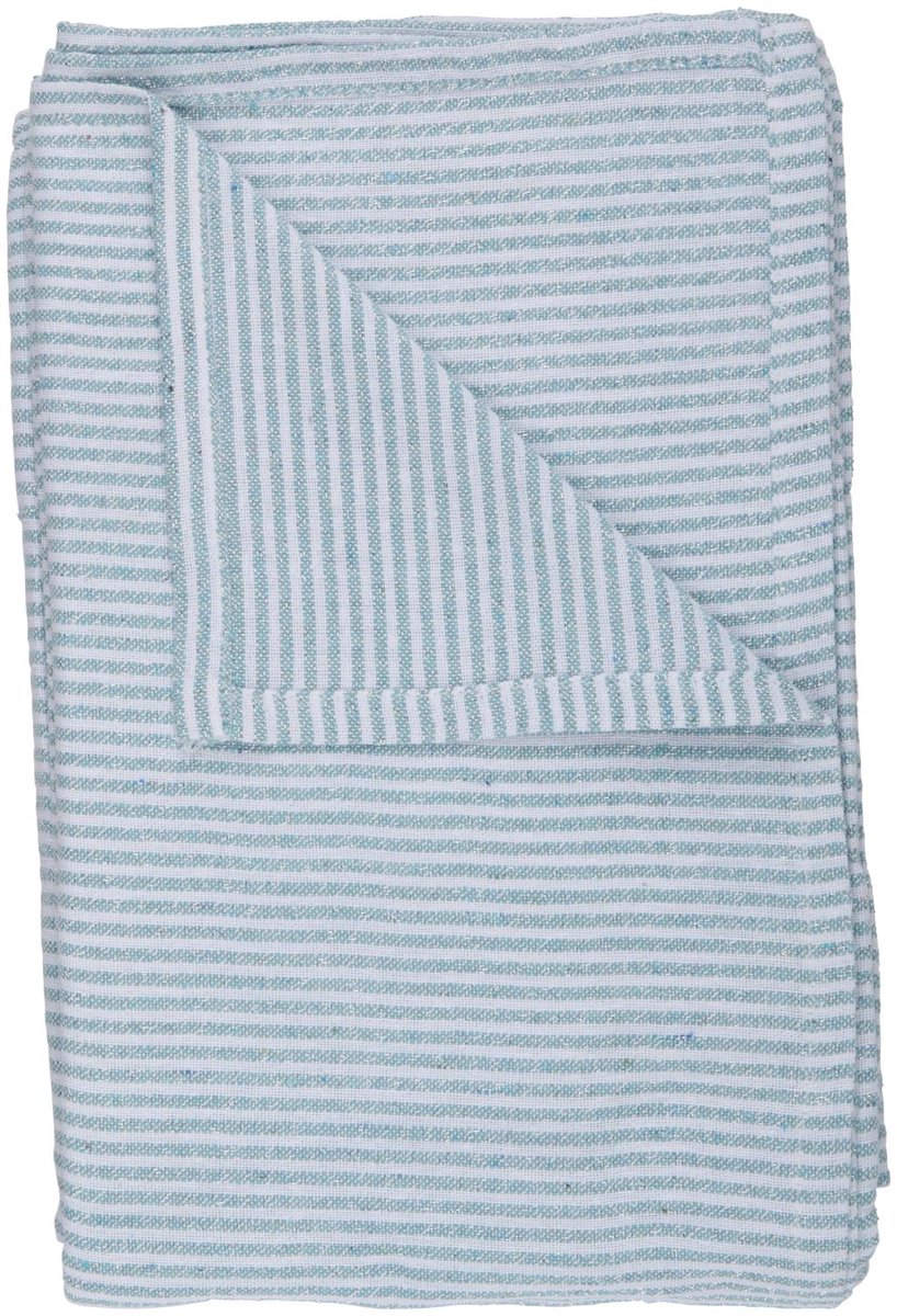 Arti Casa Tafelkleed 150x240 cm - Tafelkleed Gestreept - Tafelkleed Materiaal Mix Polyester Katoen Lurex - Tafelkleed voor Eettafel - Wit en Groen / Blauw