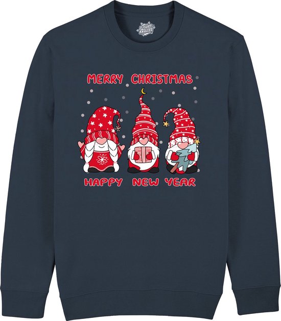 Gnomes de Noël rouges - Pull de Noël moche - Cadeau de Noël - Vêtements de Noël pour femmes/hommes/unisexes - Vêtements de Noël amusante - Pull - Blauw foncé - Taille 4XL