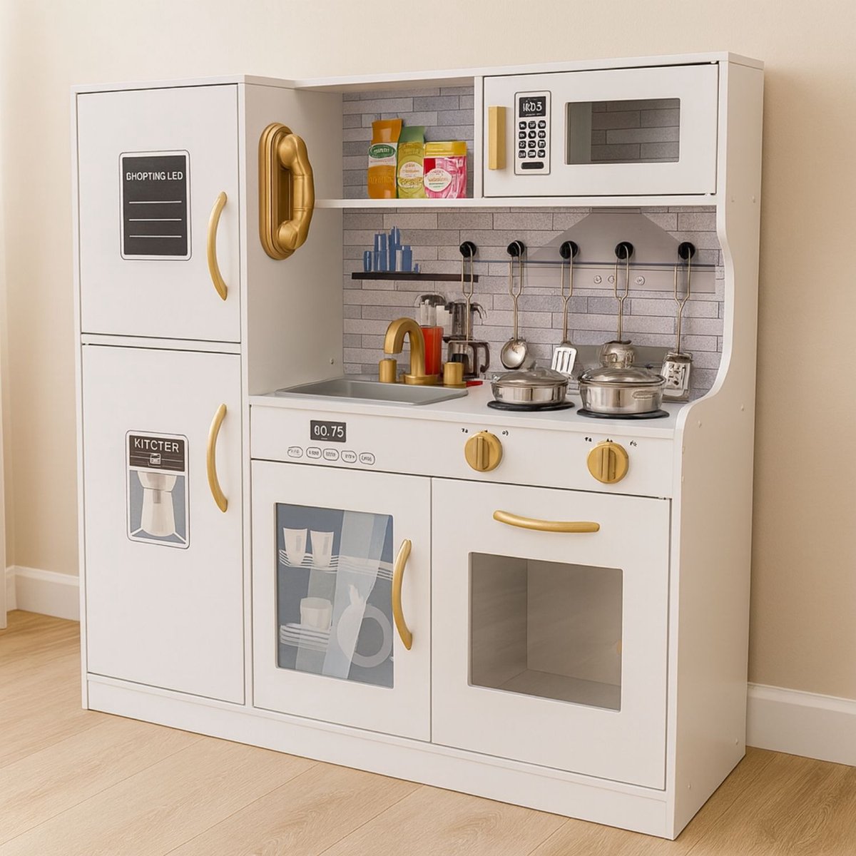 Maxx kidz - Houten speelkeuken Wit - Speelgoedkeuken - inclusief keukengerei
