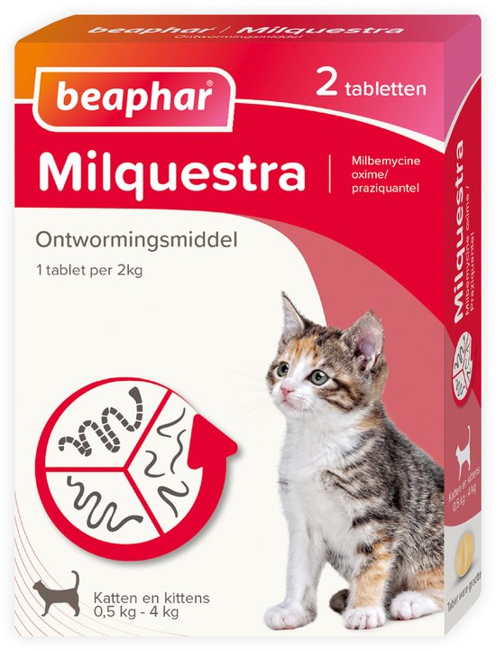 Beaphar Milquestra Kleine kat/kitten - 0,5 tot 4 Kg - 2 tabletten