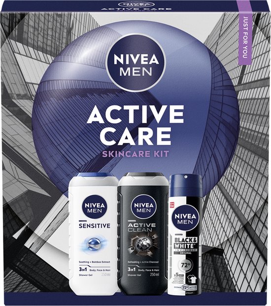 NIVEA MEN Active Care Geschenkset Mannen - Deo & Showergel - Cadeau Verjaardag Man - Cadeauset - Valentijn Cadeautje Voor Hem