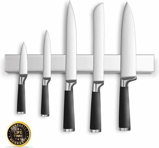 Magnetische Messenhouder - RVS - Messenmagneet 40 cm - Magnetische messenstrip - Keuken Magneetstrip - Met 3M Plakstrip en Schroeven