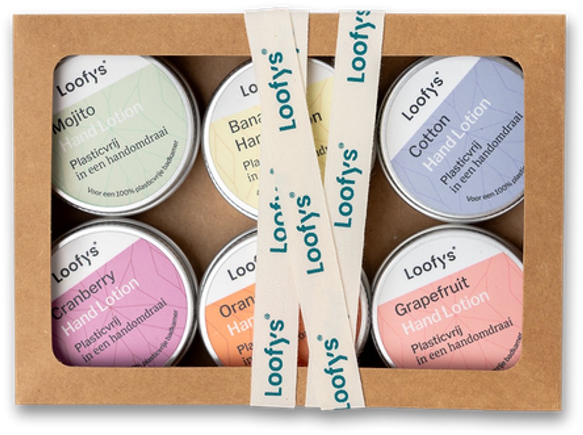 Loofys Hand Lotion Miniset – Duurzame cadeauset – Natuurlijk & 100% plasticvrij – 6x 15g