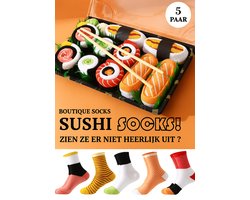 Sushi Sokken - Luxe Cadeauverpakking - 5 Paar - Origineel Cadeau - Verjaardag - Sinterklaas - Kerst - Unisex - One Size - Maat 36-46
