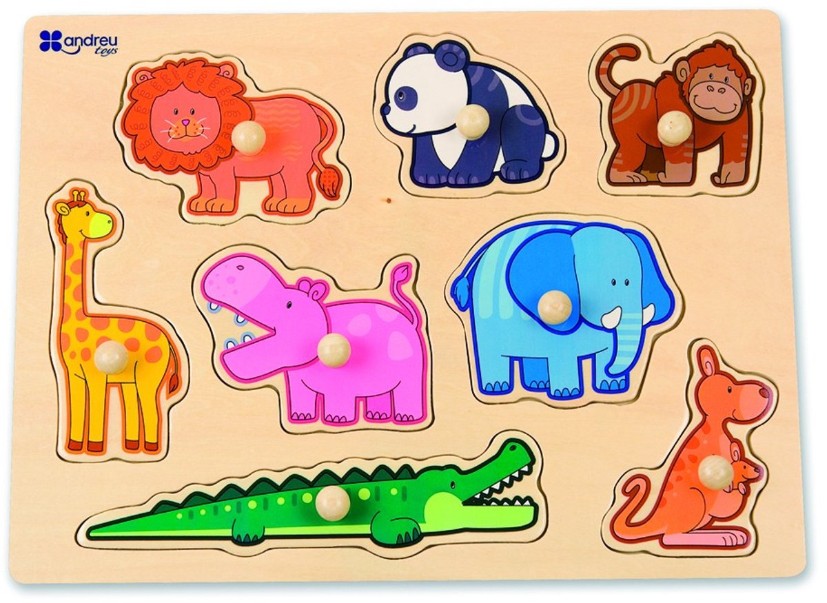Andreu Toys puzzel - Jungle dieren - educatief speelgoed karton.