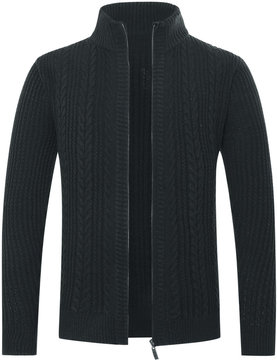 ALLTHEMEN Heren Cardigan met Opstaande Kraag - Gebreide Warme Trui - 3XL