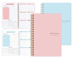 2 Stuks Wekelijkse planner - Helderheid Planner - to do planner - daily planner - A5-takenlijst zonder datum - ongedateerd Planner boek - Wekelijkse doelenplanner - Voor meer structuur, focus en rust in je hoofd - voor 52 weken planning - roze&blauw