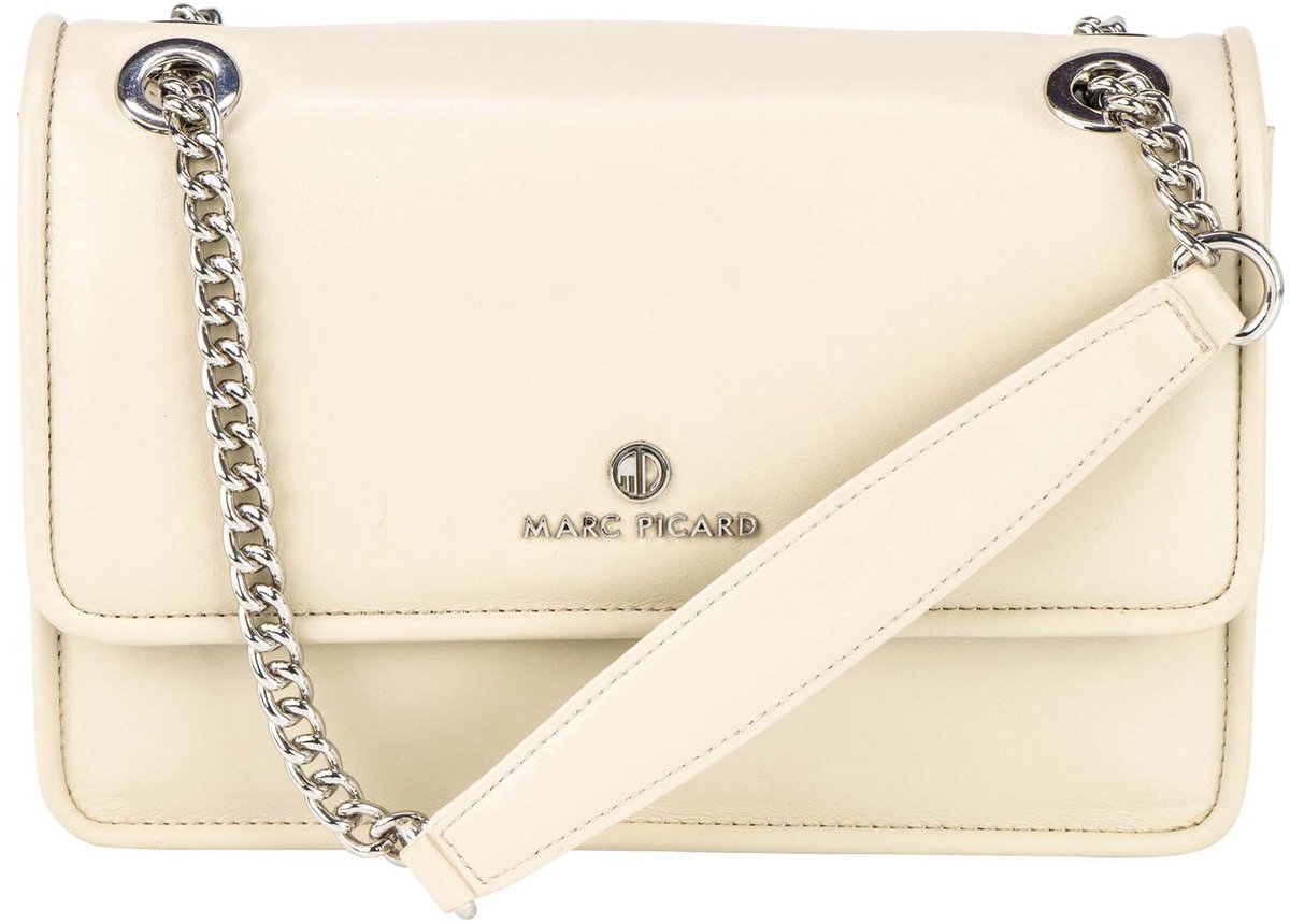 Marc Picard Leren schoudertas Umbria Shoulder Bag with Metal Strap Grey beige