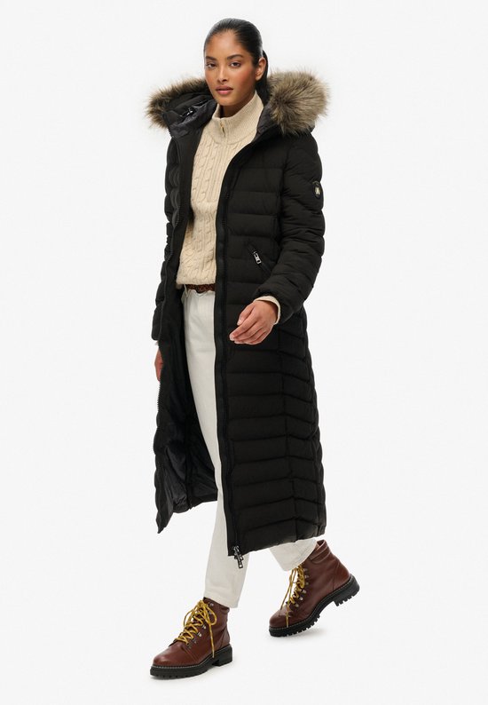 Superdry - Fuji Lange Jas Met Bontkap - Dames - Gewatteerde jassen