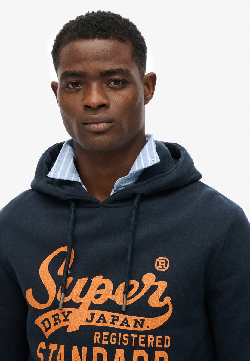 Superdry Standard Script-hoodie Heren Hoodies Marineblauw