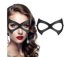 Zwarte kat masker - Half kat oog masker - Make-up bal masker - Rollenspel kostuum feest - Dress-up lederen masker - 2 stuks kostuum