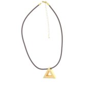 Behave® Ketting bruin met driehoek hanger goud kleur 41 cm