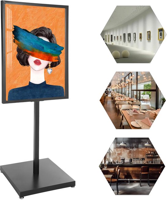 Serolux® - Panneau publicitaire - Trottoir - Métal - Format A1/A2 - Hauteur 160 cm - Posters et panneaux jusqu'à 5 mm d'épaisseur - 90 × 65 cm - Argent