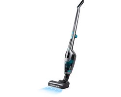 DOMO DO249SV Steelstofzuiger 2-in-1 - Kruimeldief - Draadloos - Stofzuiger Zonder Zak - 55 min - 21.6 V - Grijs/Blauw
