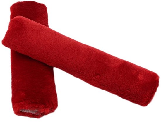 Gordelbeschermer - Rode Pluche Gordelhoezen 2 Stuks - Gordelkussen - Kasey Products