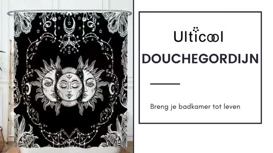 Rideau de douche Ulticool - Rainbow Glitter - 120 x 200 cm - avec 8 anneaux