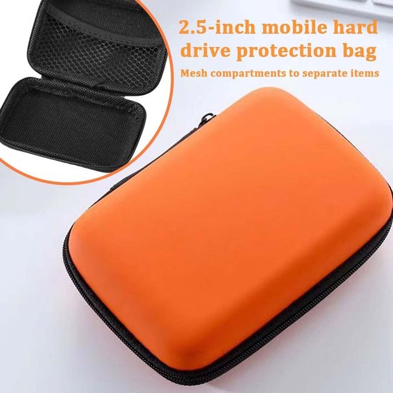Externe harde schijfbehuizing met harde schijfvak voor 2,5-inch draagbare harde schijf HDD SSD, oranje, binnenverdeler met beschermhoes voor harde schijf van gaas van Merkloos — afbeelding 5