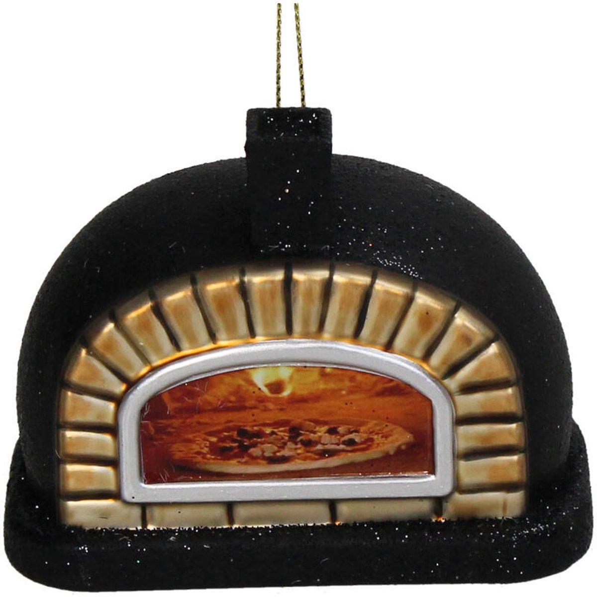 HD Collection kerstornament kerst hanger Houten pizza oven 8 cm