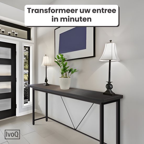 IvoQ Industriële sidetable - Haltafel voor kleine ruimtes - Hout & Metaal - 120 cm